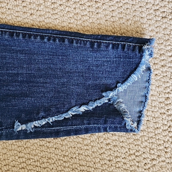 LOFT Blue Skinny Jeans with Distressed Hem - Picture 3 of 4